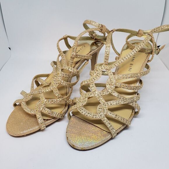 Gianni Bini Sparkly Gold Formal Heels (10) - Picture 1 of 6